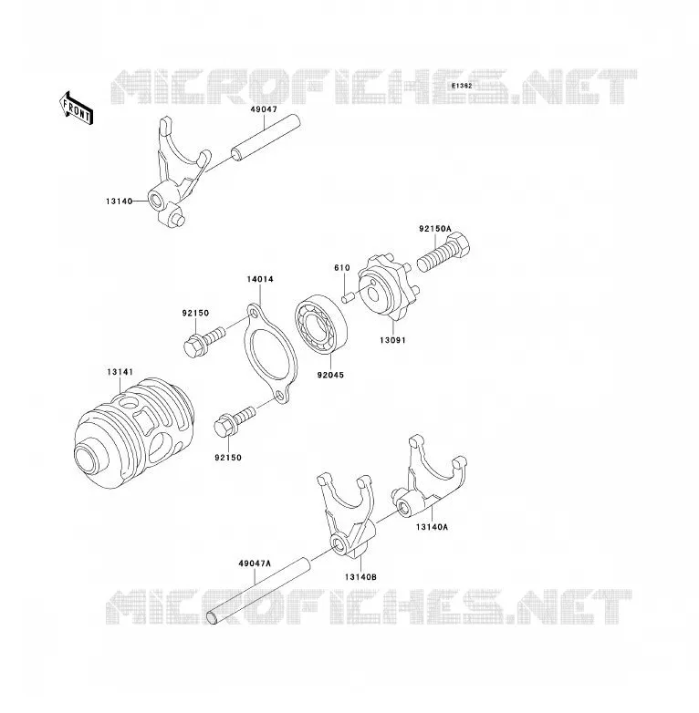 GEAR CHANGE DRUM - SHIFT FORKS Kawasaki MOTOS 200 2001 KDX200  KDX200-H7
