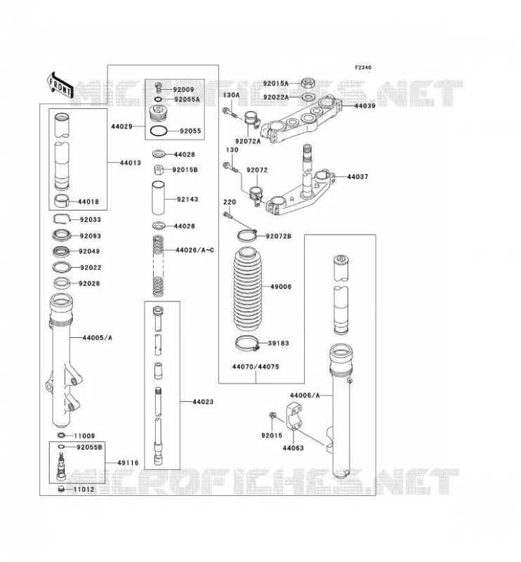 FRONT FORK Kawasaki MOTOS 200 2003 KDX200  KDX200-H9