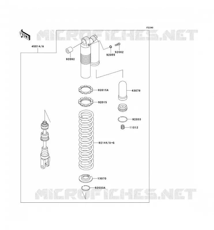 SUSPENSION - SHOCK ABSORBER Kawasaki MOTOS 220 2004 KDX220R  KDX220-A11