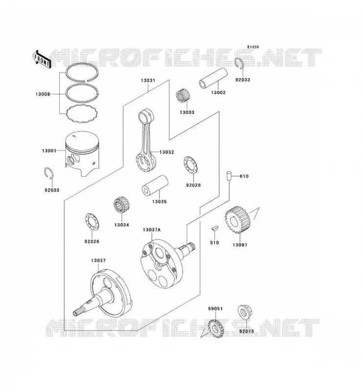 CRANKSHAFT - PISTON Kawasaki MOTOS 220 2005 KDX220R  KDX220-A12