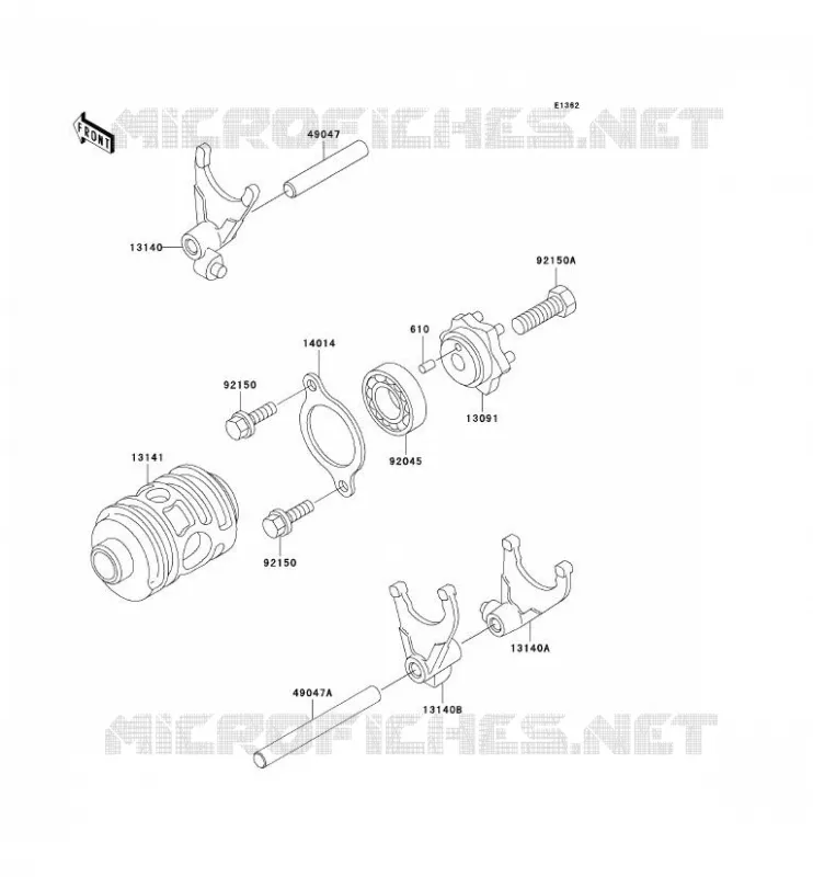 GEAR CHANGE DRUM - SHIFT FORKS Kawasaki MOTOS 220 2005 KDX220R  KDX220-A12