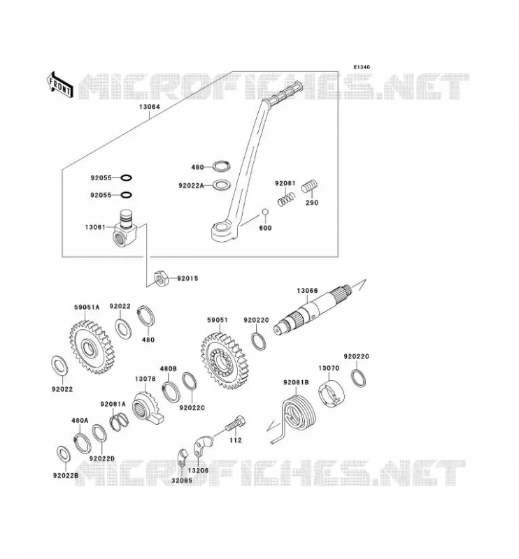 KICK STARTER Kawasaki MOTOS 220 2005 KDX220R  KDX220-A12