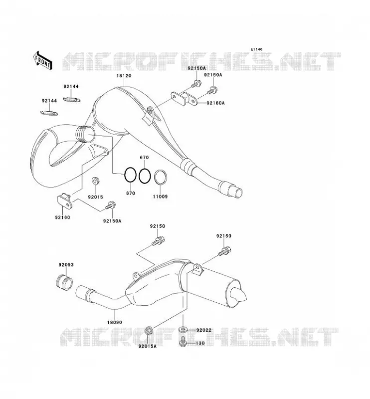 EXHAUST Kawasaki MOTOS 220 1997 KDX220R  KDX220-A4