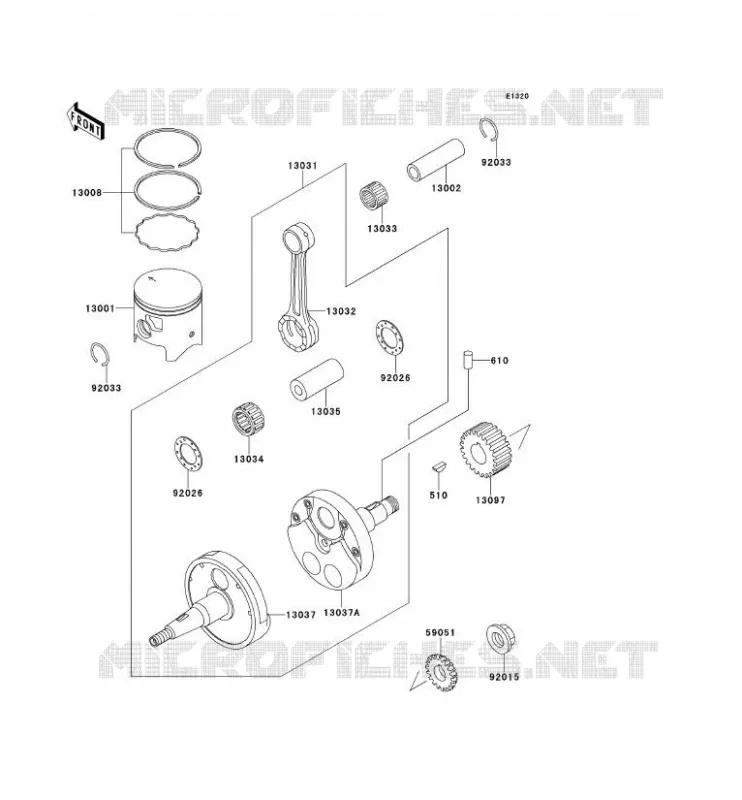 CRANKSHAFT - PISTON Kawasaki MOTOS 220 2001 KDX220R  KDX220-A8