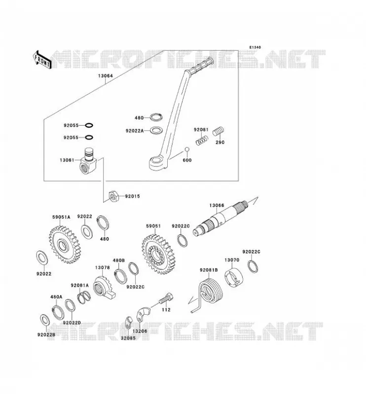 KICK STARTER Kawasaki MOTOS 220 2001 KDX220R  KDX220-A8