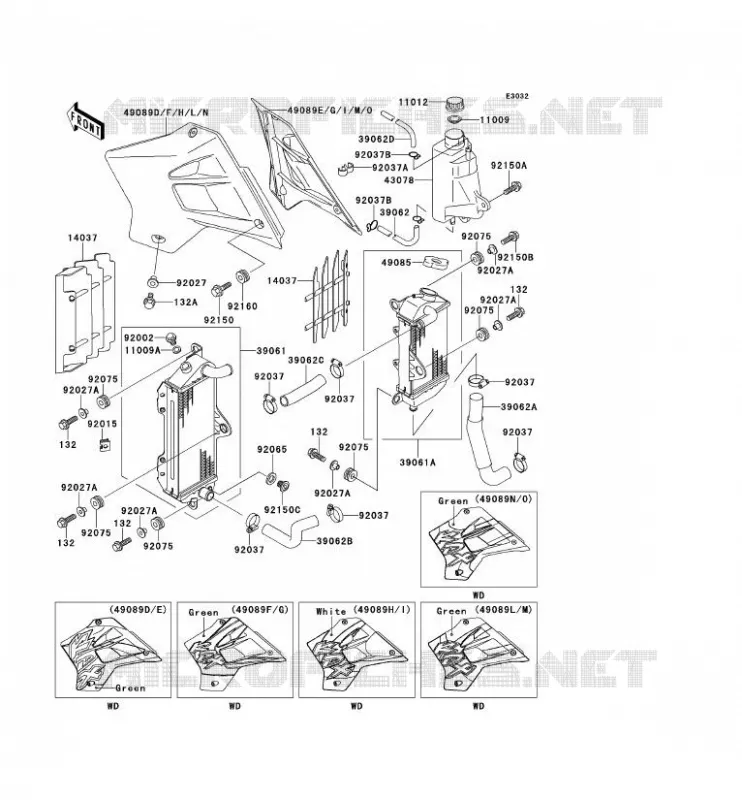 RADIATOR Kawasaki MOTOS 220 2001 KDX220R  KDX220-A8