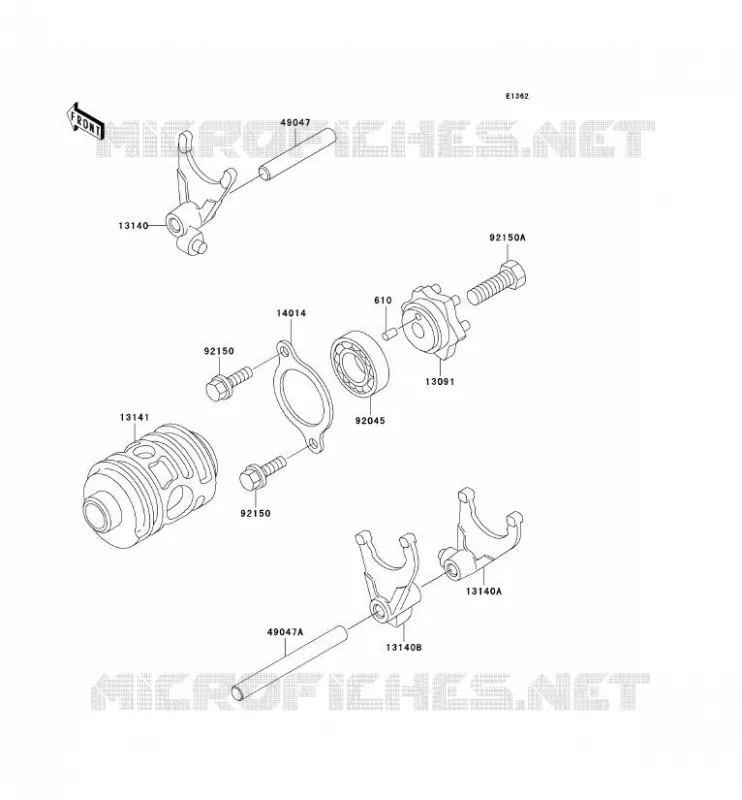 GEAR CHANGE DRUM - SHIFT FORKS Kawasaki MOTOS 220 2002 KDX220R  KDX220-A9