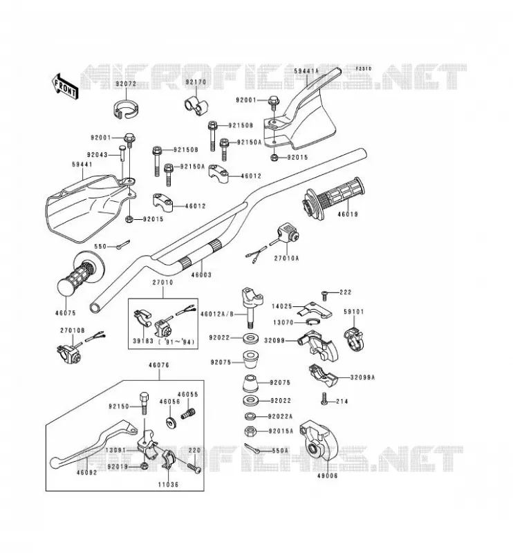 HANDLEBAR Kawasaki MOTOS 250 1991 KDX250  KDX250-D1