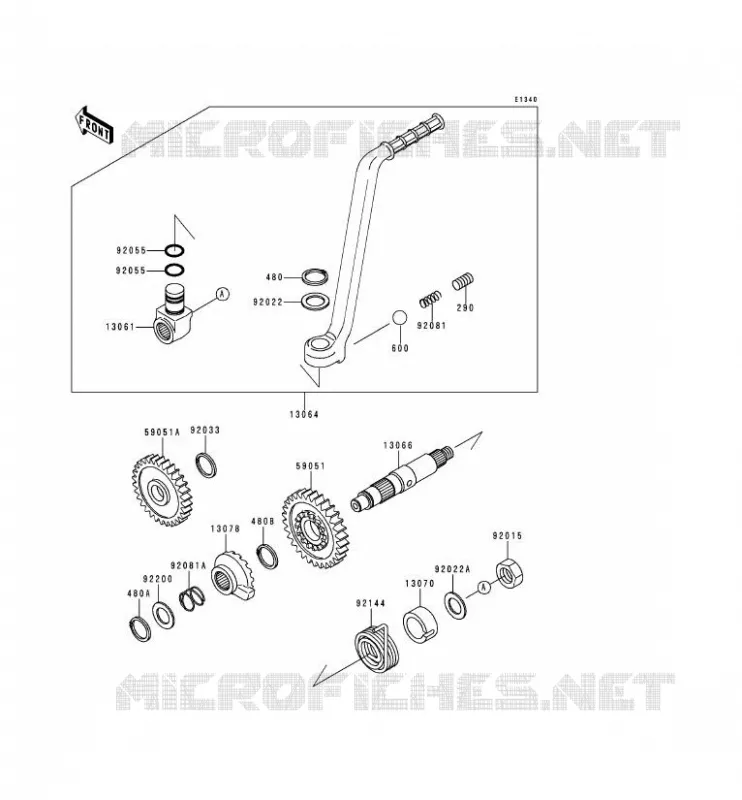KICK STARTER Kawasaki MOTOS 250 1992 KDX250  KDX250-D2