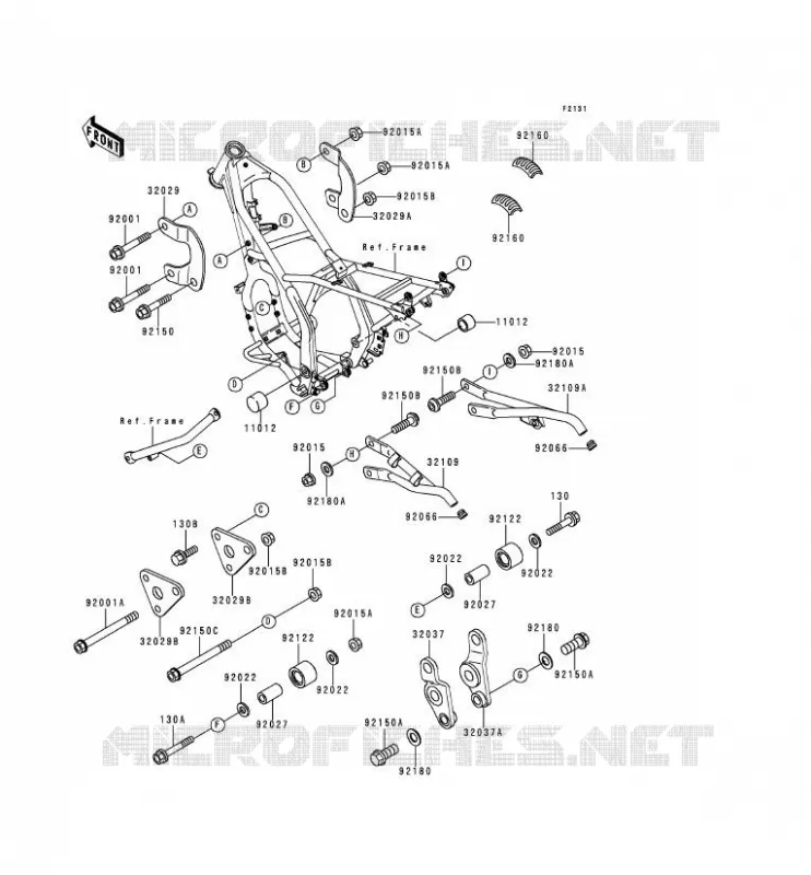 FRAME PARTS (COUVERTURE) Kawasaki MOTOS 250 1992 KDX250  KDX250-D2