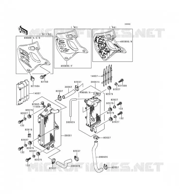 RADIATOR Kawasaki MOTOS 250 1992 KDX250  KDX250-D2