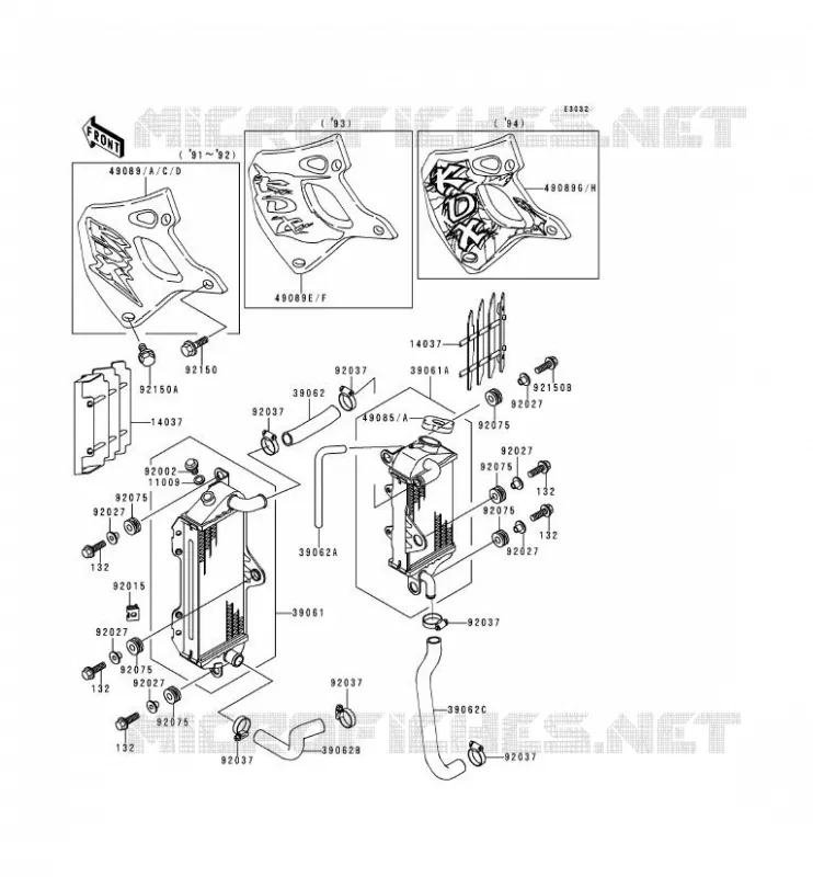 RADIATOR Kawasaki MOTOS 250 1993 KDX250  KDX250-D3