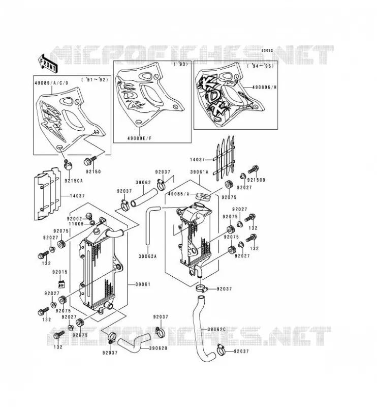 RADIATOR Kawasaki MOTOS 250 1995 KDX250  KDX250-D5