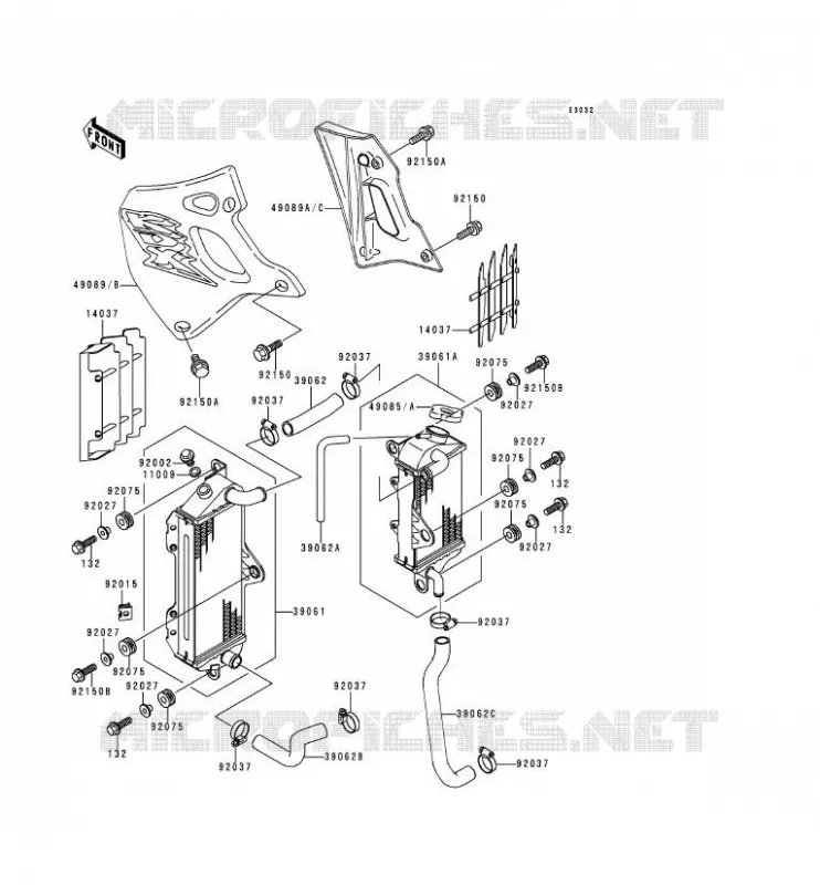RADIATOR Kawasaki MOTOS 250 1992 KDX250  KDX250-E2