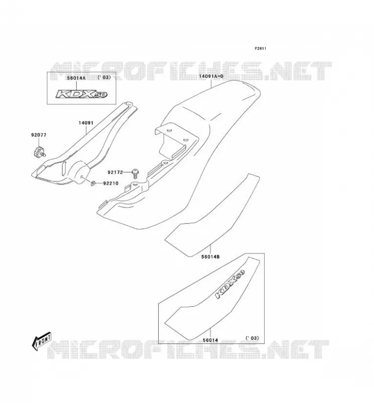 SIDE COWLING Kawasaki MOTOS 50 2003 KDX50  KDX50-A1