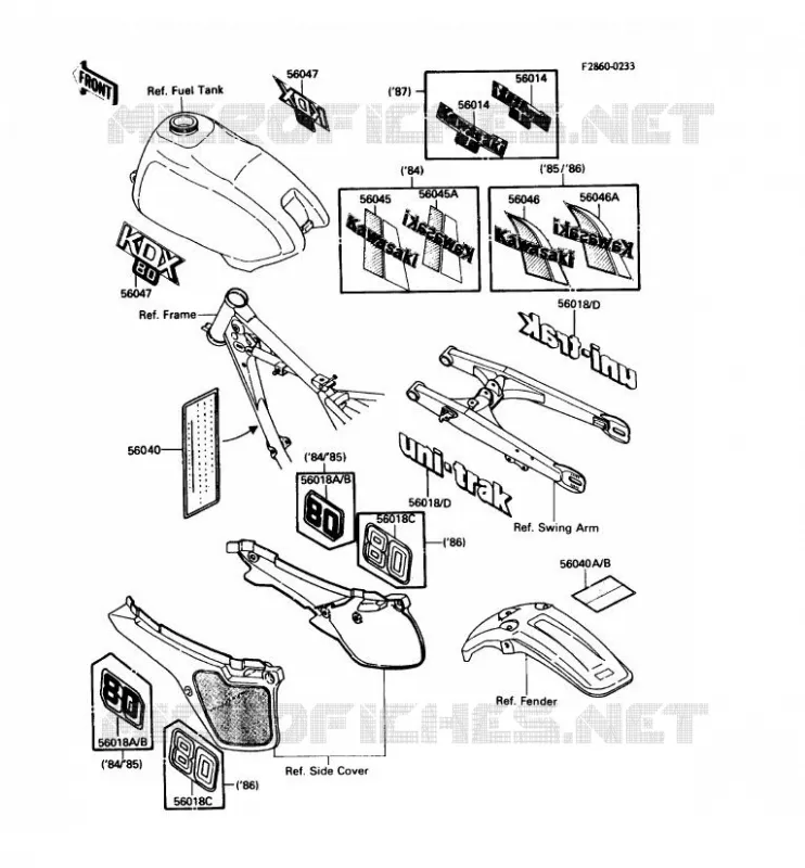 LABELS Kawasaki MOTOS 80 1984 KDX80  KDX80-C1