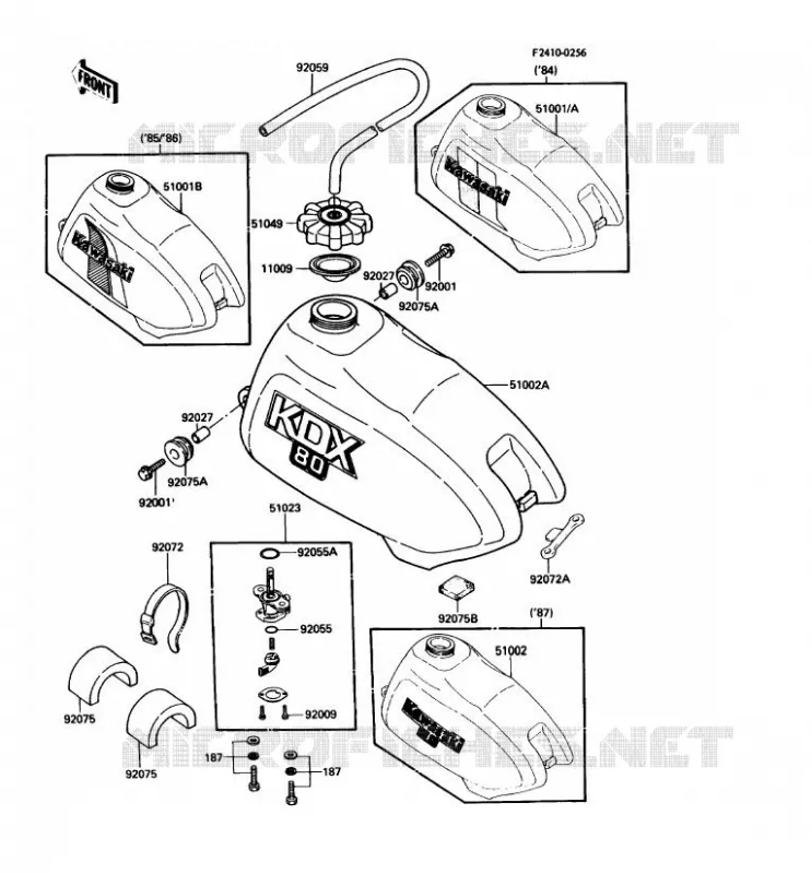 FUEL TANK Kawasaki MOTOS 80 1985 KDX80  KDX80-C2