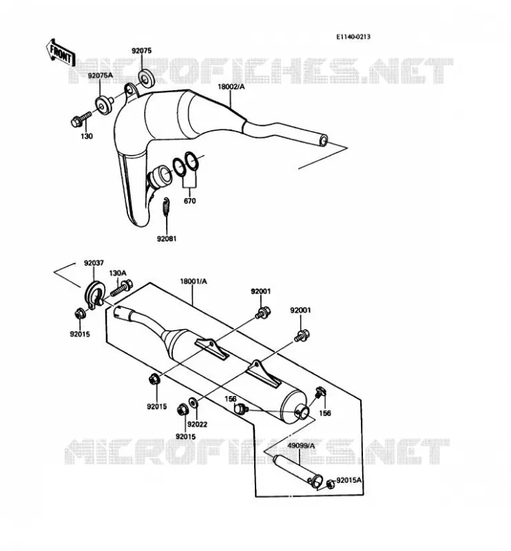 EXHAUST Kawasaki MOTOS 80 1986 KDX80  KDX80-C3