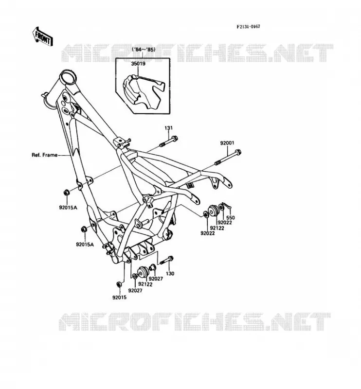 FRAME PARTS (COUVERTURE) Kawasaki MOTOS 80 1986 KDX80  KDX80-C3
