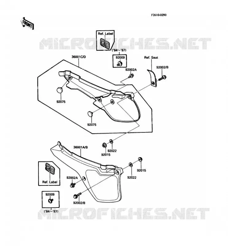 SIDE COWLING Kawasaki MOTOS 80 1986 KDX80  KDX80-C3