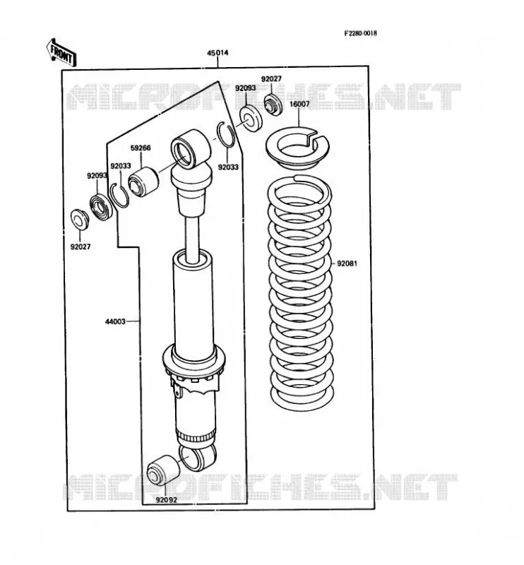 SUSPENSION - SHOCK ABSORBER Kawasaki MOTOS 80 1986 KDX80  KDX80-C3