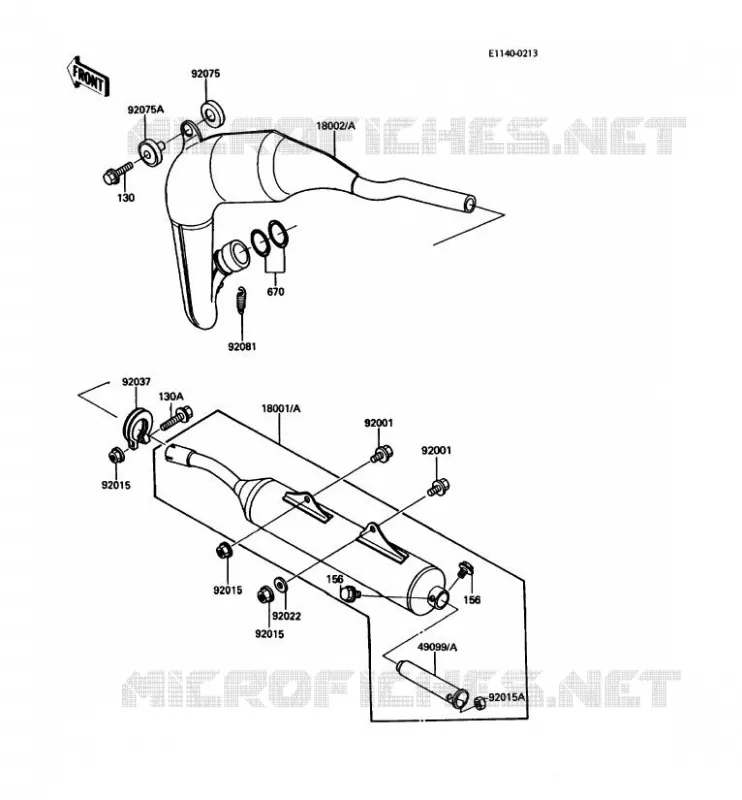 EXHAUST Kawasaki MOTOS 80 1987 KDX80  KDX80-C4
