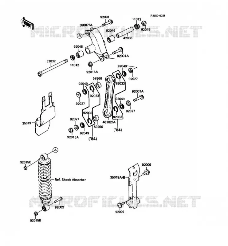 REAR SUSPENSION Kawasaki MOTOS 80 1987 KDX80  KDX80-C4