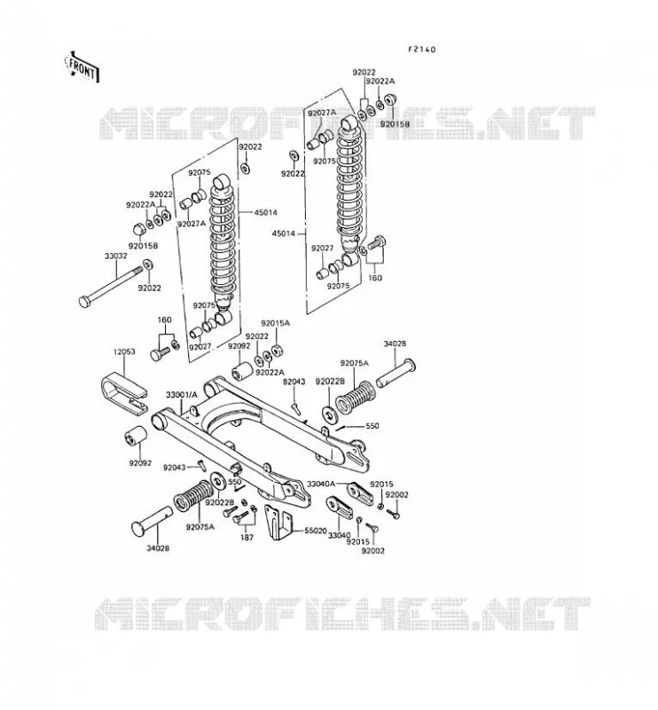 SWINGARM - SUSPENSION - SHOCK ABSORBER Kawasaki MOTOS 100 1987 KE100  KE100-B06