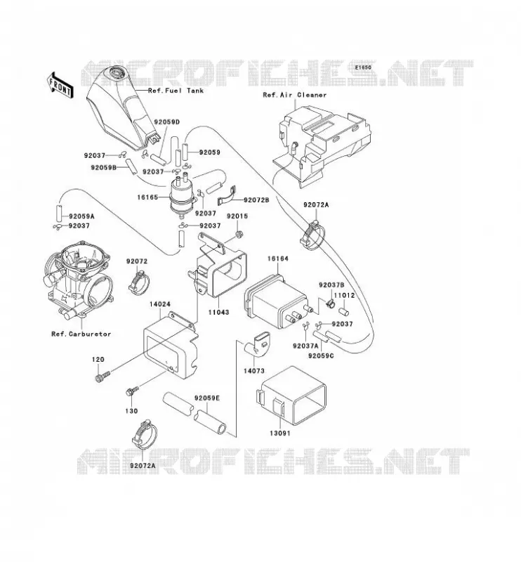 FUEL EVAPORATION SYSTEM Kawasaki MOTOS 250 1993 KLR250  KL250-D10