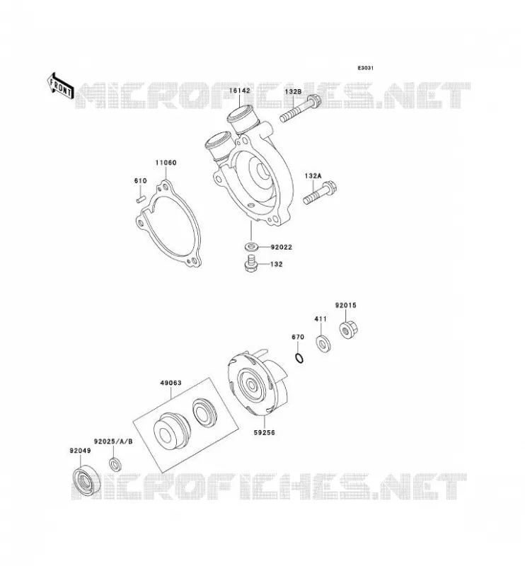WATER PUMP Kawasaki MOTOS 250 2000 KLR250  KL250-D17