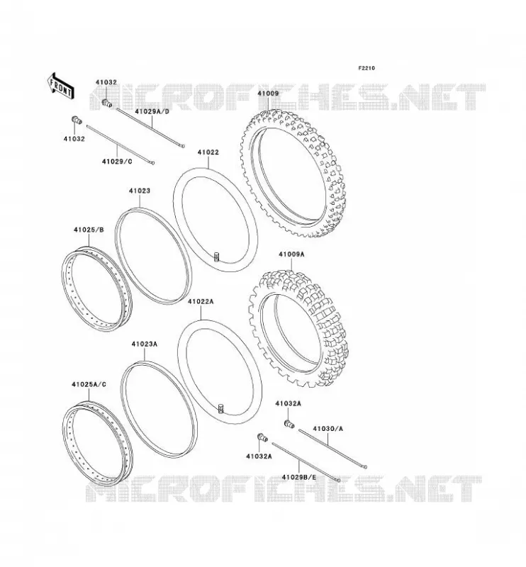 WHEELS - TIRES Kawasaki MOTOS 250 2004 KLR250  KL250-D21