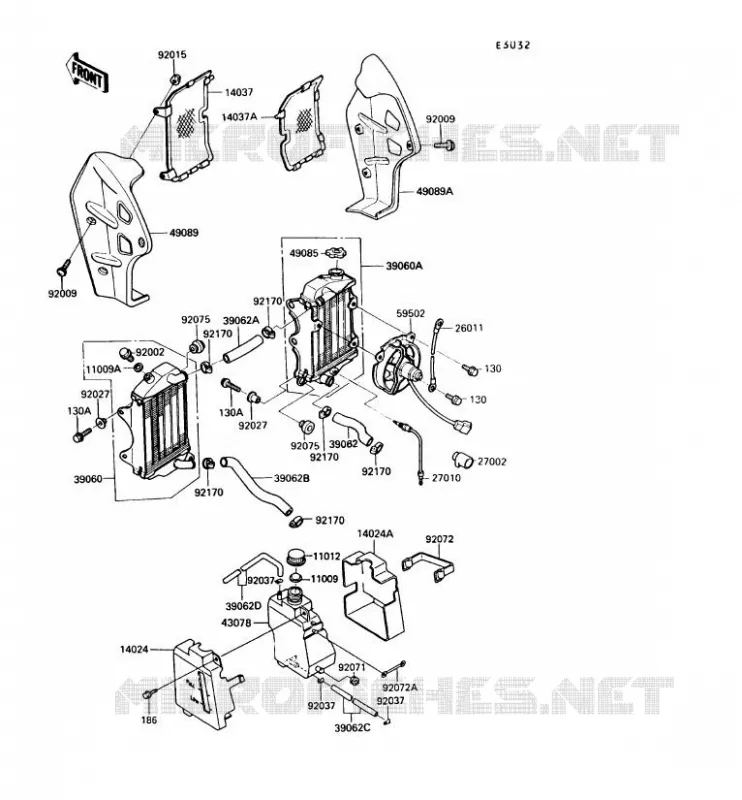 RADIATOR Kawasaki MOTOS 250 1992 KLR250  KL250-D9