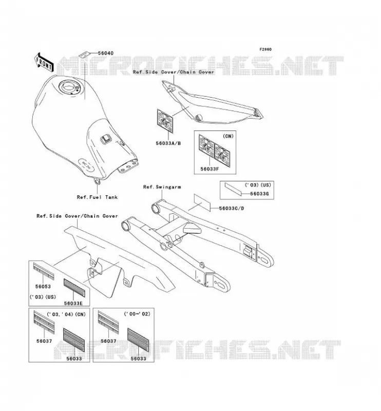 LABELS Kawasaki MOTOS 250 2003 SUPER SHERPA  KL250-G7