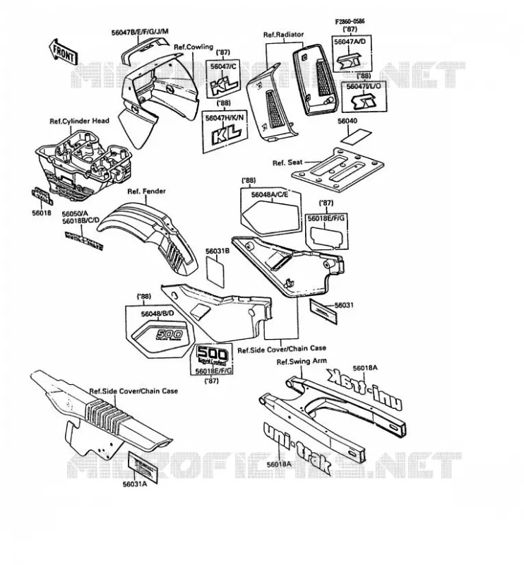 LABELS Kawasaki MOTOS 500 1987 KLR500  KL500-A1
