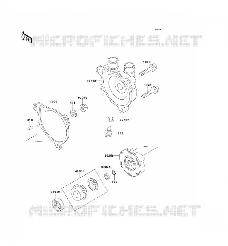 WATER PUMP Kawasaki MOTOS 500 1990 TENGAI  KL500-B2