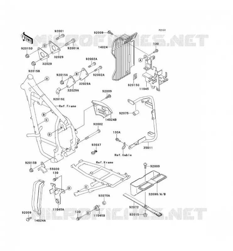 FRAME PARTS (COUVERTURE) Kawasaki MOTOS 500 1990 TENGAI  KL500-B2