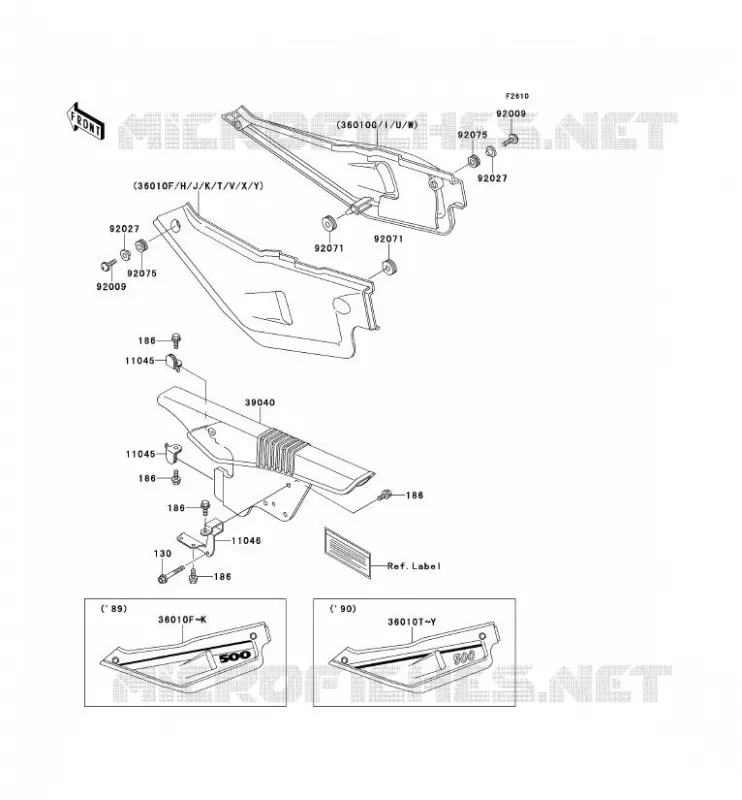 SIDE COVERS - CHAIN COVER Kawasaki MOTOS 500 1990 TENGAI  KL500-B2