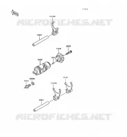 GEAR CHANGE DRUM   SHIFT FORKS voor Kawasaki KLR600 1993