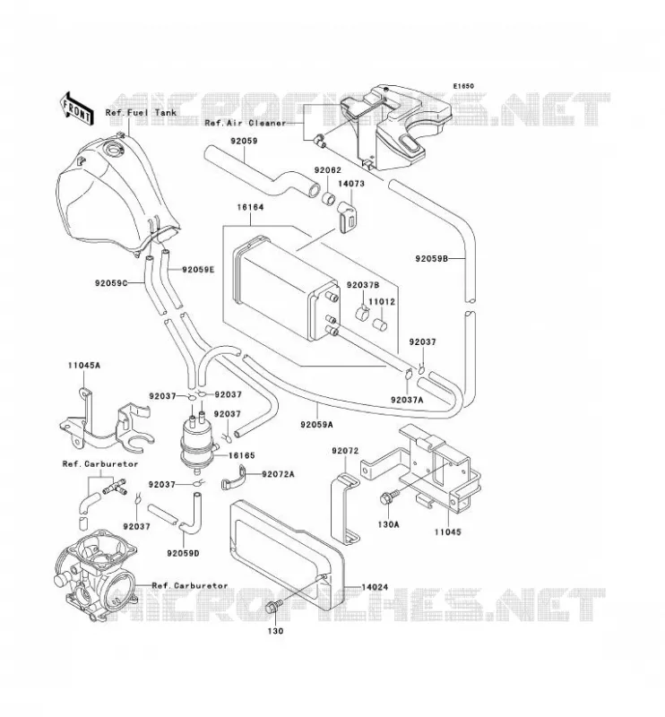 FUEL EVAPORATION SYSTEM Kawasaki MOTOS 650 1998 KLR650  KL650-A12