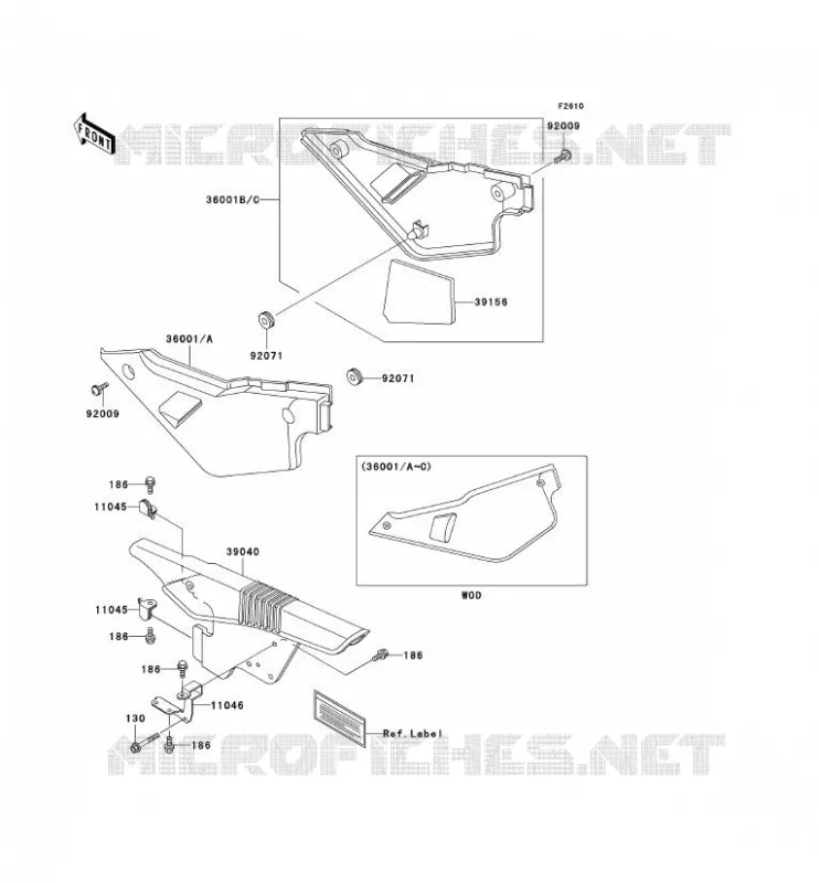 SIDE COVERS - CHAIN COVER Kawasaki MOTOS 650 2000 KLR650  KL650-A14