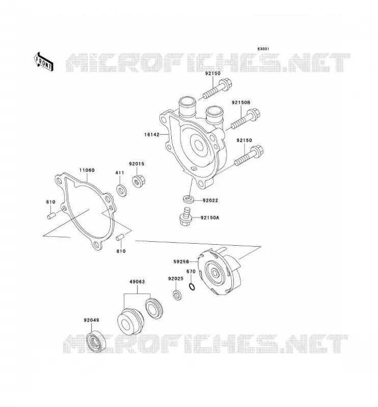 WATER PUMP Kawasaki MOTOS 650 2006 KLR650  KL650A6F