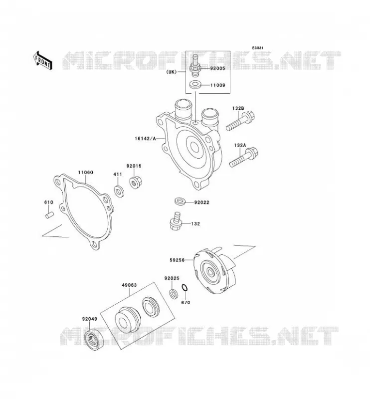 WATER PUMP Kawasaki MOTOS 650 1990 TENGAI  KL650-B2