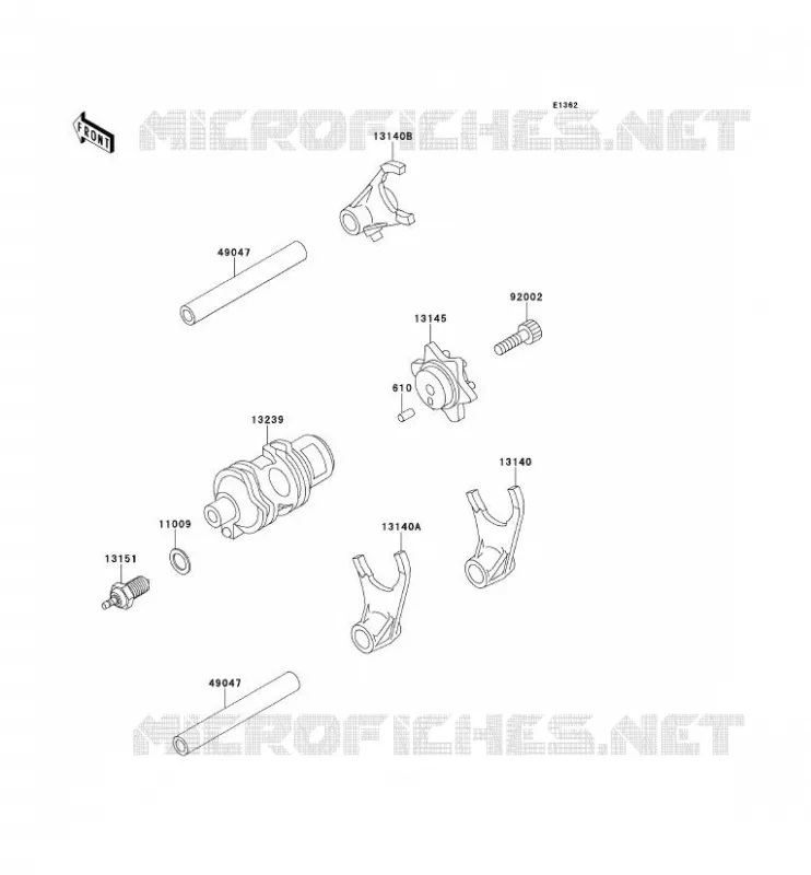 GEAR CHANGE DRUM - SHIFT FORKS Kawasaki MOTOS 650 1991 TENGAI  KL650-B3