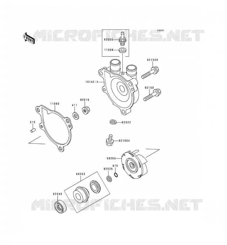 WATER PUMP Kawasaki MOTOS 650 1995 KLR650  KL650-C1