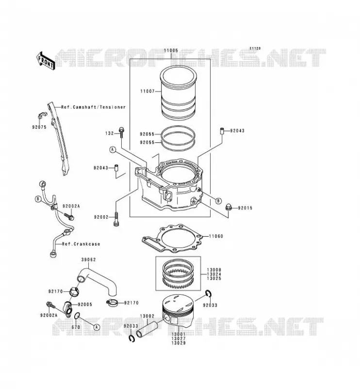CYLINDER - PISTON  Kawasaki MOTOS 650 1996 KLR650  KL650-C2