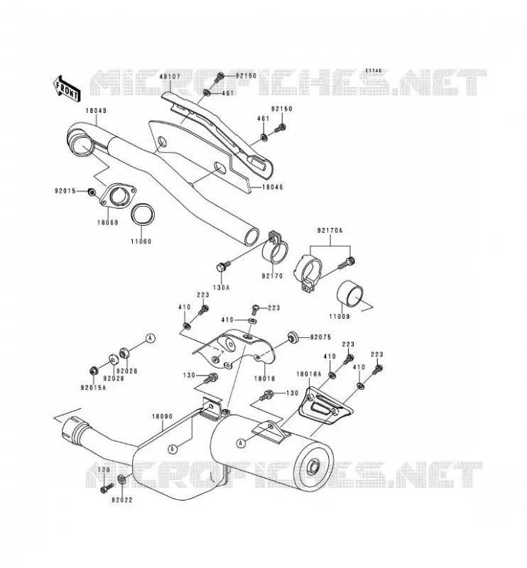 EXHAUST Kawasaki MOTOS 650 1996 KLR650  KL650-C2
