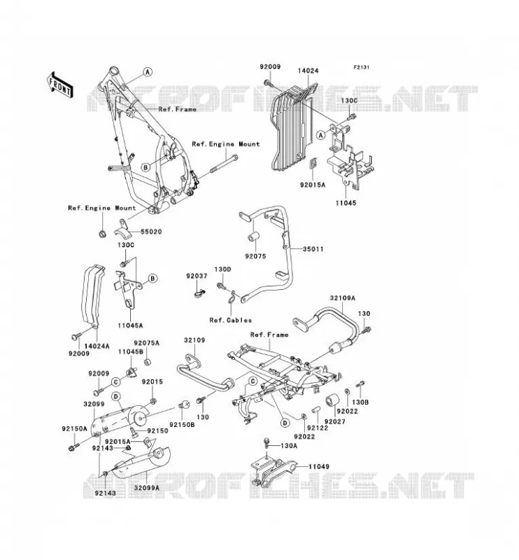 FRAME PARTS (COUVERTURE) Kawasaki MOTOS 650 2002 KLR650  KL650-C8