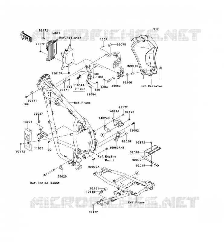 FRAME PARTS (COUVERTURE) Kawasaki MOTOS 650 2008 KLR650  KL650E8F