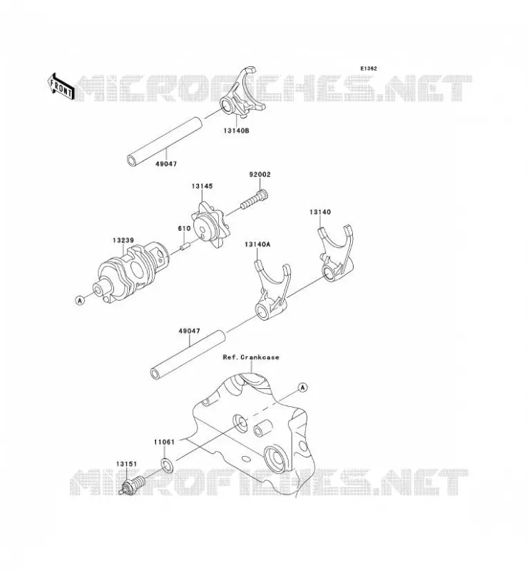 GEAR CHANGE DRUM - SHIFT FORKS Kawasaki MOTOS 650 2009 KLR650  KL650E9F
