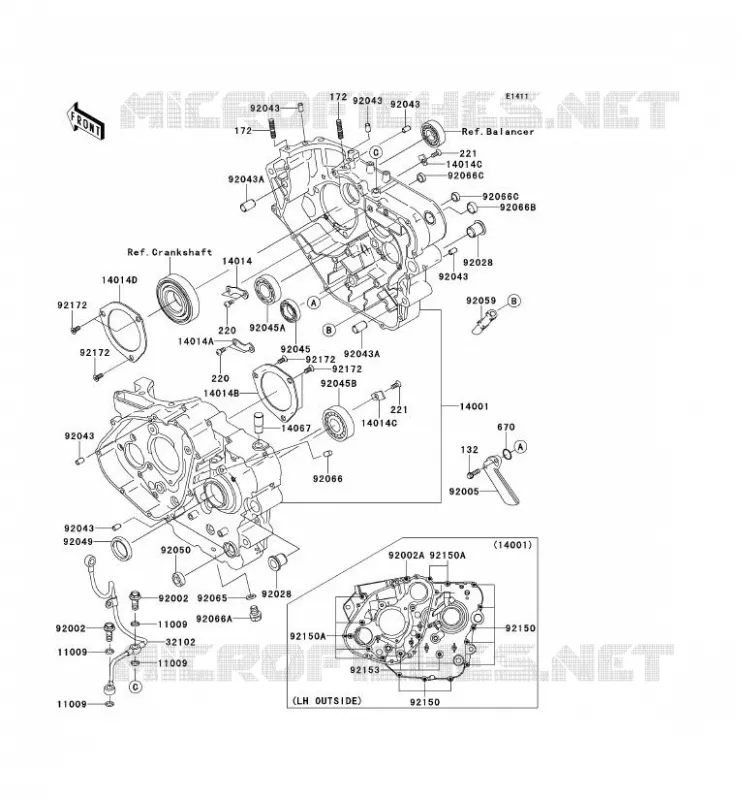 CRANKCASE(S) Kawasaki MOTOS 650 2009 KLR650  KL650E9F